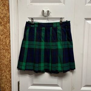 NWOT Aerie Plaid Green and Navy Women's Pleated Skirt